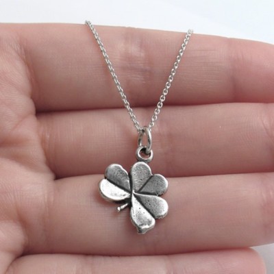 925 Sterling Silver Shamrock Clover Charm with Necklace