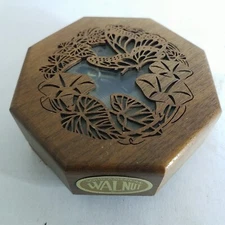 Laser Cut Music Box Solid American Walnut Pond Scene Missing 1 Leg Lasercraft