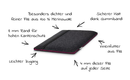 Tablet, Laptop, Notebook Hülle nach Maß - Filz Huelle Etui | FINN Custom made DE - Bild 43 von 77