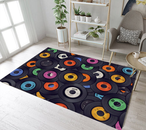 Retro Vinyl Record Living Room Floor Mat Yoga Soft Carpet Home Decor Area Rugs - Vinyl Record Living Room Decor
