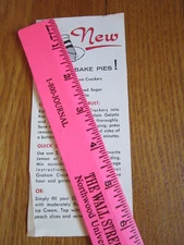 Keebler Graham Cracker Recipe Pies, Date Nut Roll Small Single Sheet vtg