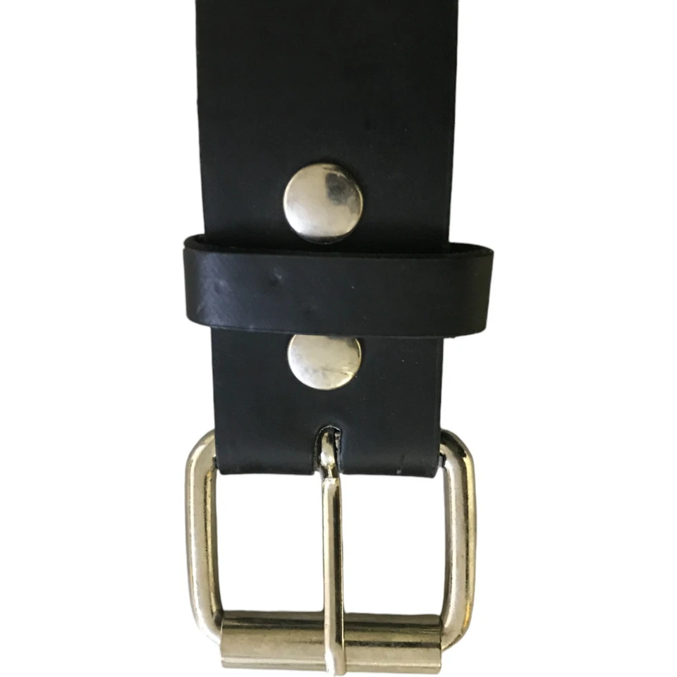 Pyramid Hanging Chain Punk XL Black Leather Belt With Gold Metal Studs Chains - Image 3 of 4