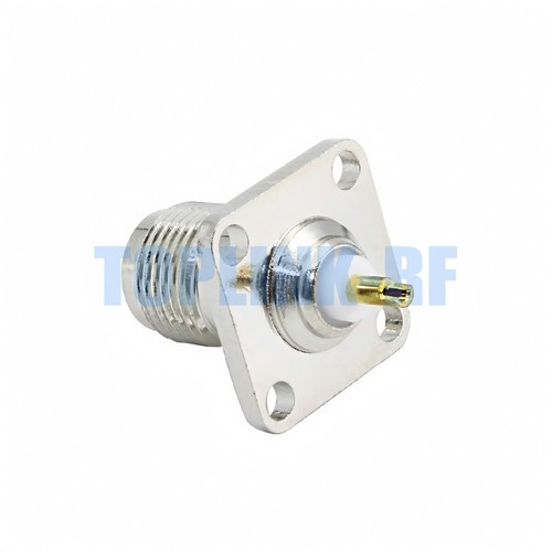10x TNC Female 4 hole Flange Panel Chassis Mount 17.5mmx17.5mm Solder Connector - Zdjęcie 2 z 7