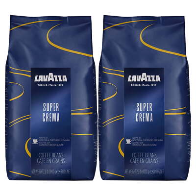 2Pack Lavazza Super Crema Whole Bean Coffee Blend, Medium Espresso Roast 35.2Oz