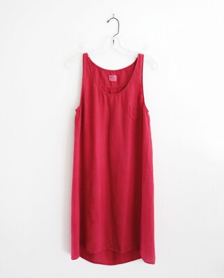 Hartford Red Linen Sleeveless Tank Cocoon Dress size 3 US 8 Medium Large