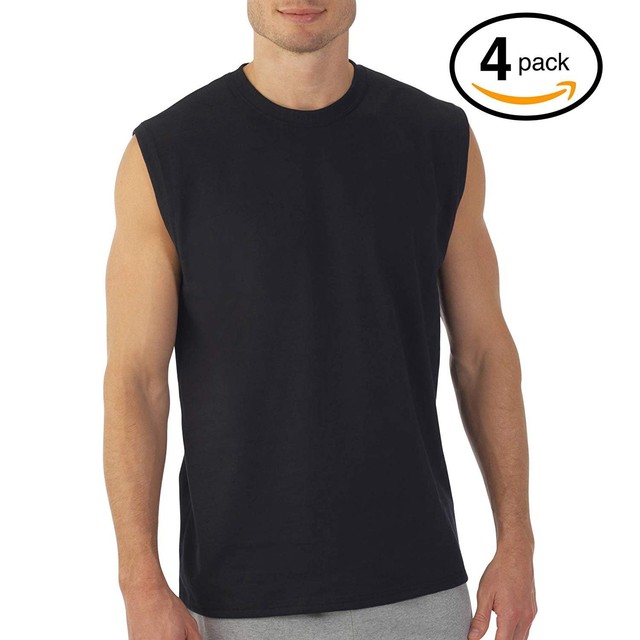 Hanes Men's Muscle Shirts 4-pack Dyed Sleeveless T-shirts Black 2x 100 Cotton for sale online | eBay