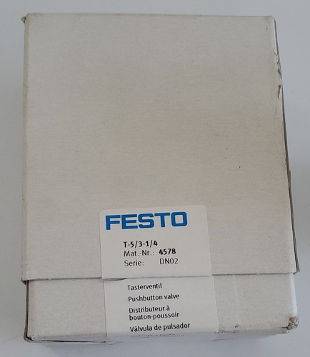 *NEW IN FACTORY BOX* Festo T-5/3-1/4 Pushbutton Valve 2-10 Bar 4578 + Warranty! - Picture 10 of 10