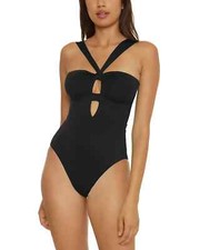 Becca by Rebecca Virtue Black Rylie Convertible Bandeau One Piece Swimsuit