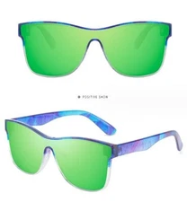 Polarized Sunglasses Deion Prime Time Blue Frame Green-Blue Mirror Shield Lens