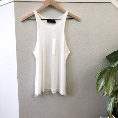 Line & Dot White RacerLightweight Relaxed Tank size M