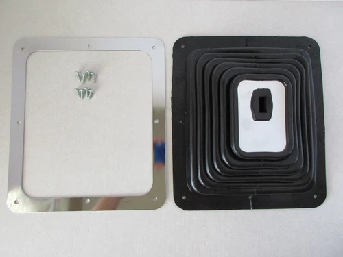 HURST B&M STYLE RUBBER SHIFTER BOOT W/CHROME PLATE 7 3/4"X8 3/4" UNIVERSAL #9631