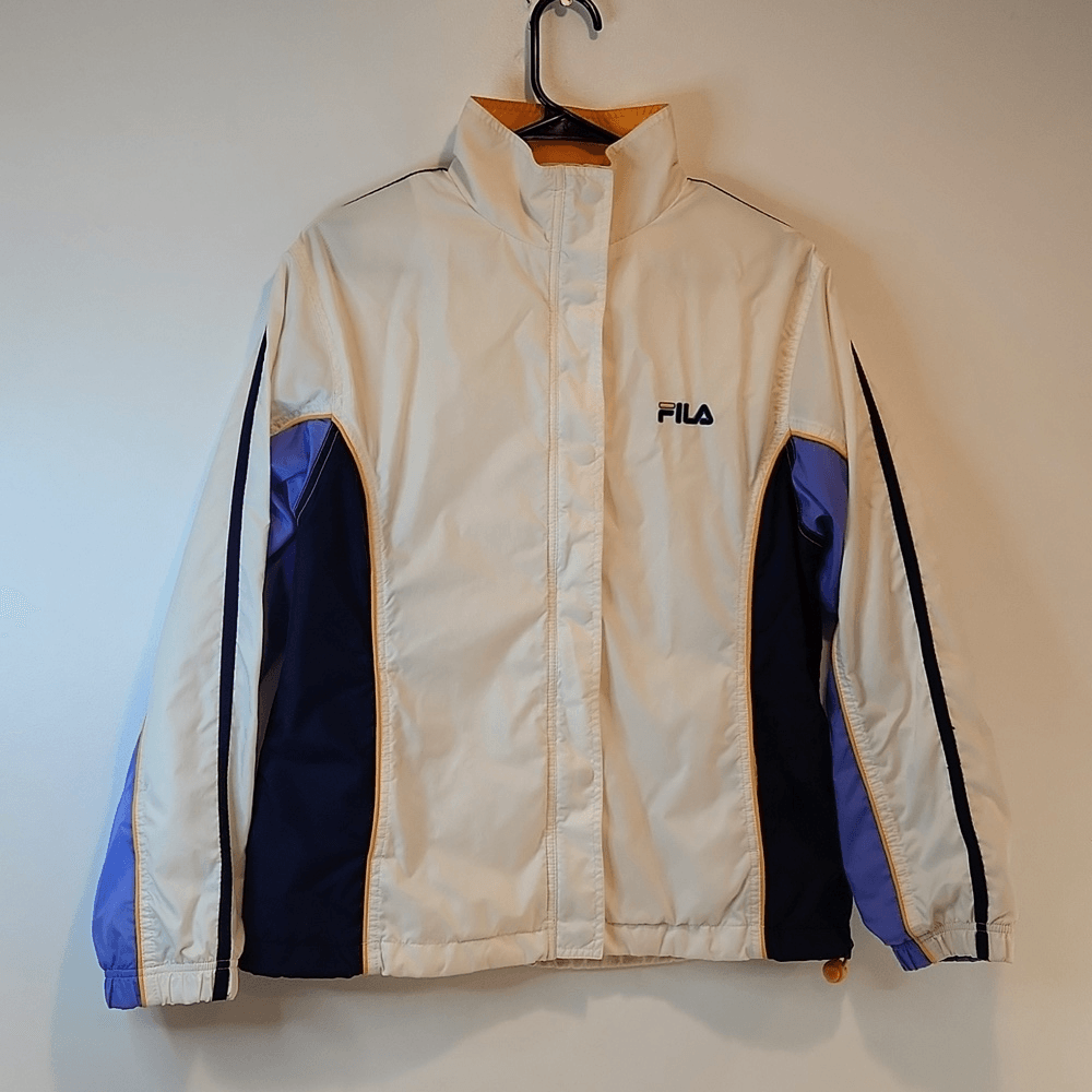 Giacca frangivento vintage anni '90 Fila con cerniera e bottoni unisex taglia small in ottime condizioni bella!