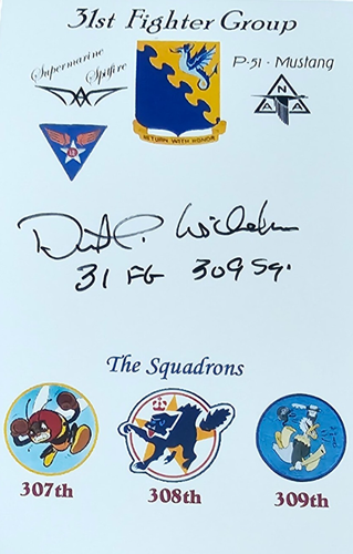 David Wilhelm signed 4x6 Book Plate P-51 Fighter Ace 5V 31FG SPITFIRE WWII - Bild 2 von 2