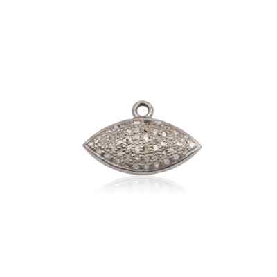 Eye Shape Pave Diamond Pendant,925 Sterling Silver,Handmade Charm Pendant,Gift
