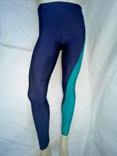 VTG 90S WOMENS S MOVING COMFORT TUTONE SPANDEXE BLUEGREEN WORKOUT LEGGINGS PANTS