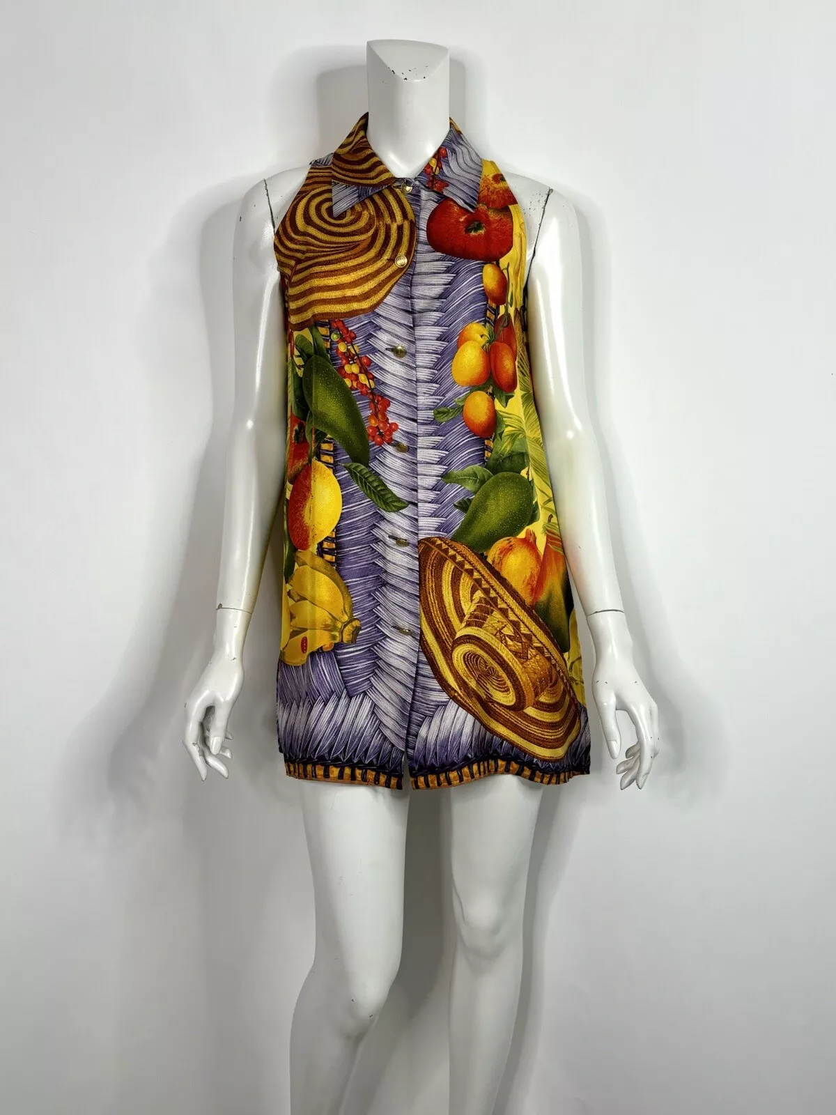 Robe vintage Gucci 1994 imprimé fruits soie IT38