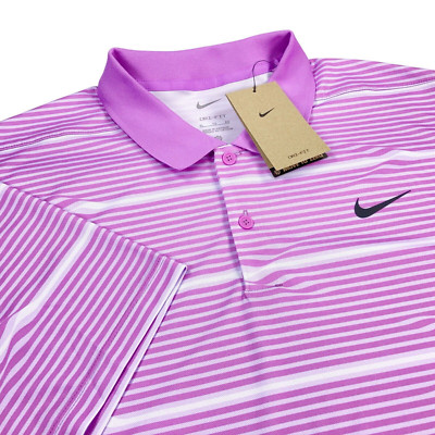 Nike Dri-FIT Victory+ Golf Polo Mens Size XL Rush Fuchsia Striped NWT $68