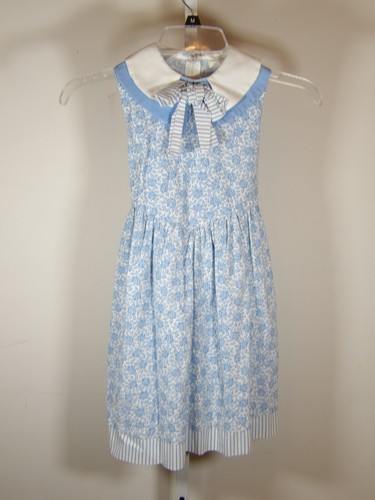 Vintage Harold Square Blue and White Floral Dress Girls Size 6X Made in USA - Picture 2 of 6