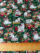 Peter Pan Fabric/white kitties welcome Christmas print cottonfabric 1 yd 18"x45"