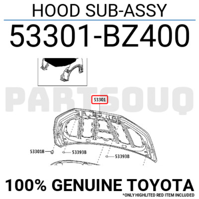 53301BZ400 Genuine Toyota HOOD SUB-ASSY 53301-BZ400 | eBay