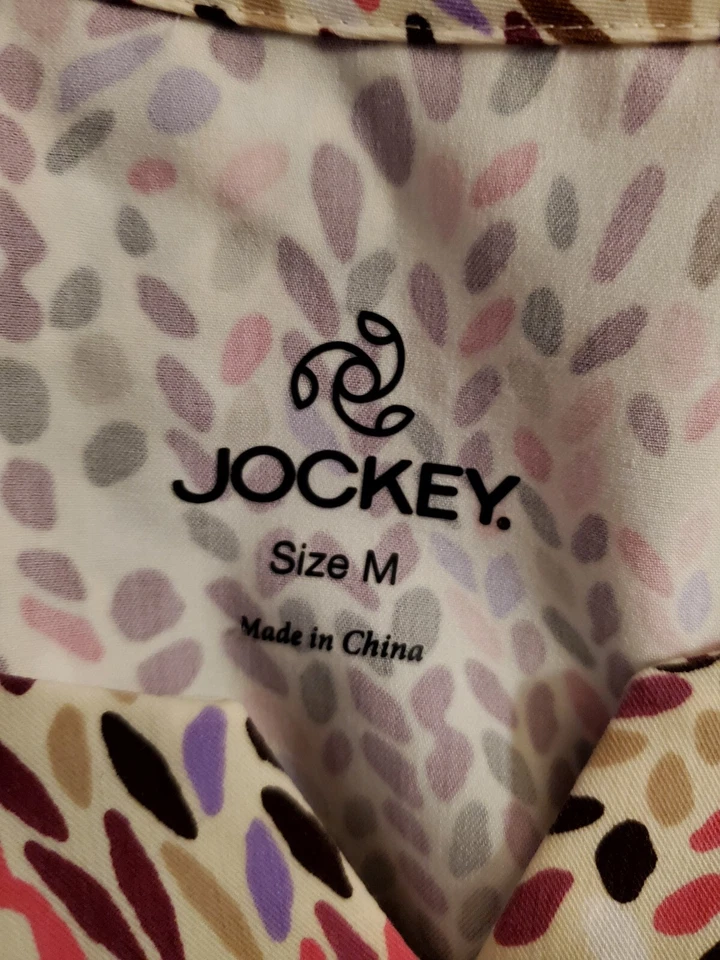 NWOT-Jockey Scrub Top Size M-Pastel/Tan Abstract Dots-Chest 22"/L 25" - Image 3 of 4