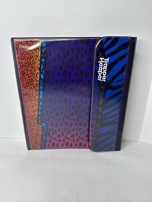 Vintage 90s Trapper Keeper Binder With 2 Folders Rainbow Leopard