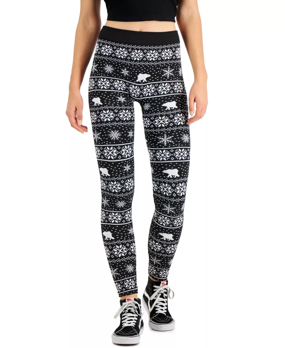 Hippie Rose Juniors' Women's Printed Fleece Lined Leggings Size