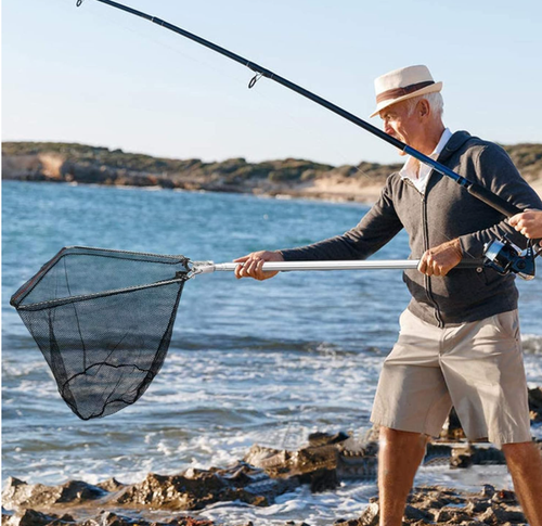 Red de desembarco de pesca con poste telescópico de aluminio mango largo de 75", certificado de autenticidad de goma... - Imagen 7 de 7