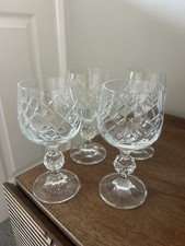 Set of 4 Cut Glass Small  Wine Glasses