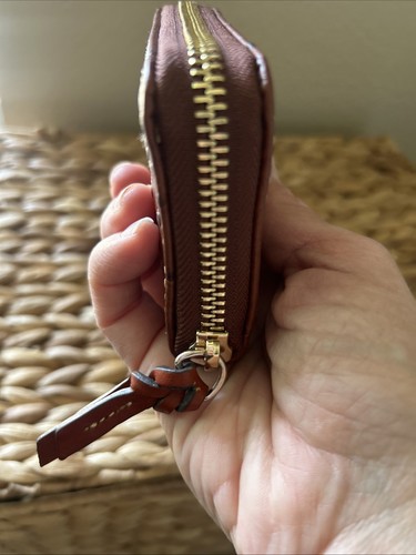 Dooney & Bourke Ostrich Large Zip Around Kreditkarte Cognac Farbe - Bild 3 von 7
