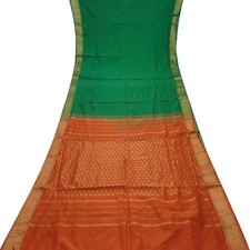 Vintage Green Sarees 100 Pure Cotton Zari Handwoven Sari 5YD Decor Craft Fabric