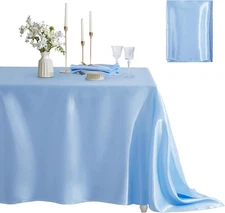 1 Pack Satin Table Cover Rectangle Silkly Soft Table Cloth, Satin Dining Table C