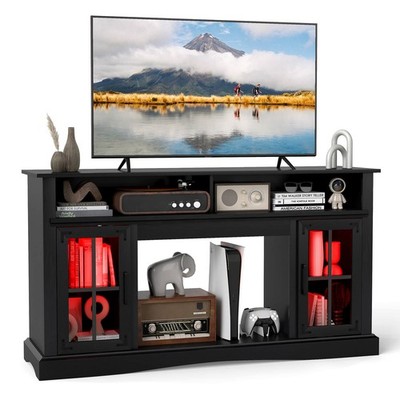 TV Stand w/LED Lights and Remote Control Storage Cabinets and Adjustable Shelves