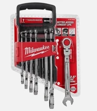 Milwaukee 7pc Flex Head Ratcheting Combination Wrench Set SAE 48-22-9429 NEW