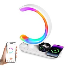 4 in 1 Bluetooth Speaker Night Light with Wireless Charger, Atmosphere White