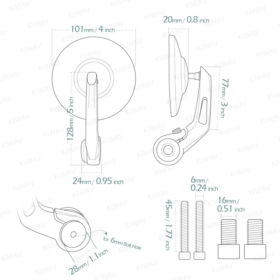 Espejos retrovisores cromados con extremo de barra de motocicleta VAWiK BOB redondos para Yamaha FZ-07 FZ-09 XSR900 Foto 2 de 4