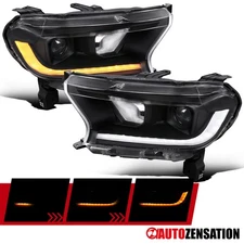 Fit 2019-2023 Ford Ranger XLT Black Projector Headlights LED Sequential Signal