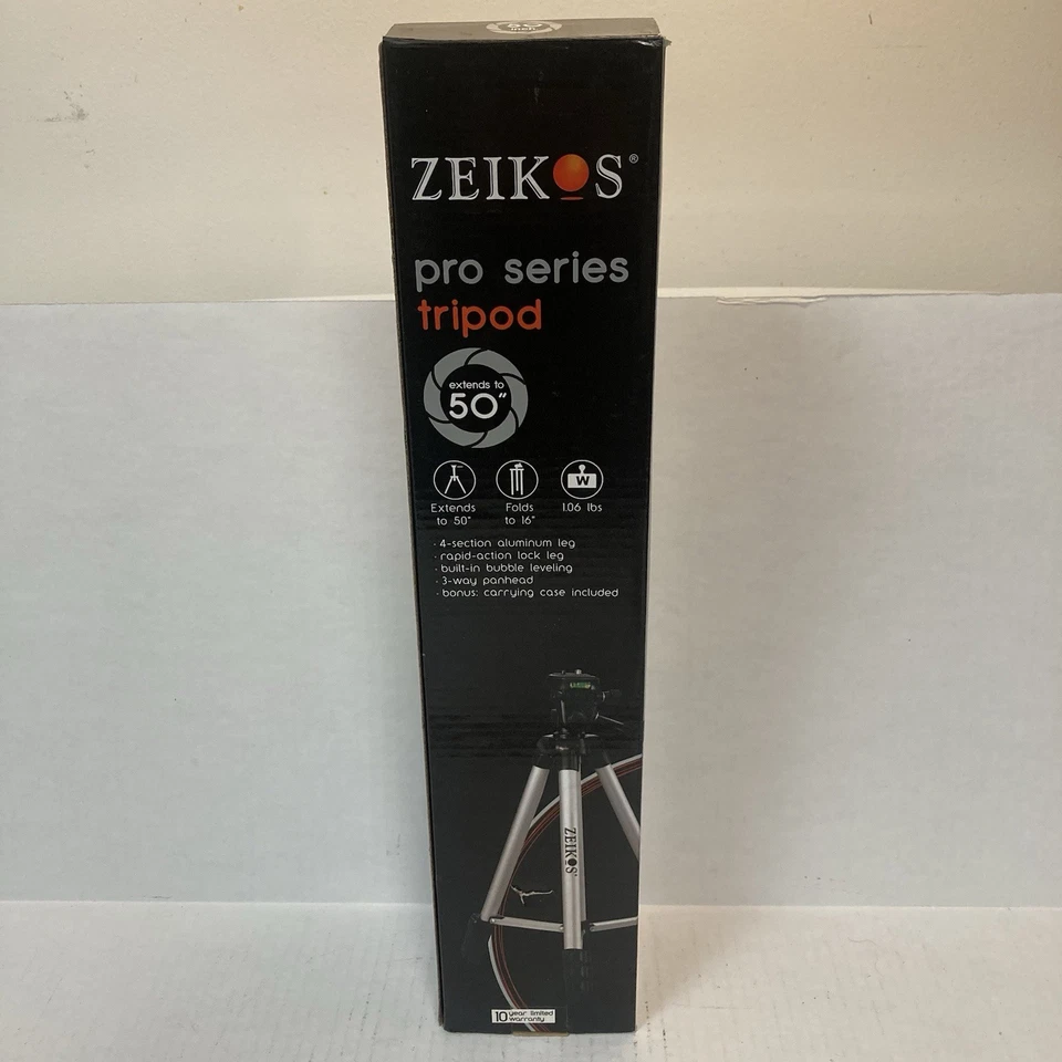 Zeikos Tripod 50" Pro Series for Camcorders and DSLR'S Extendable NEW In Box - Image 4 of 4