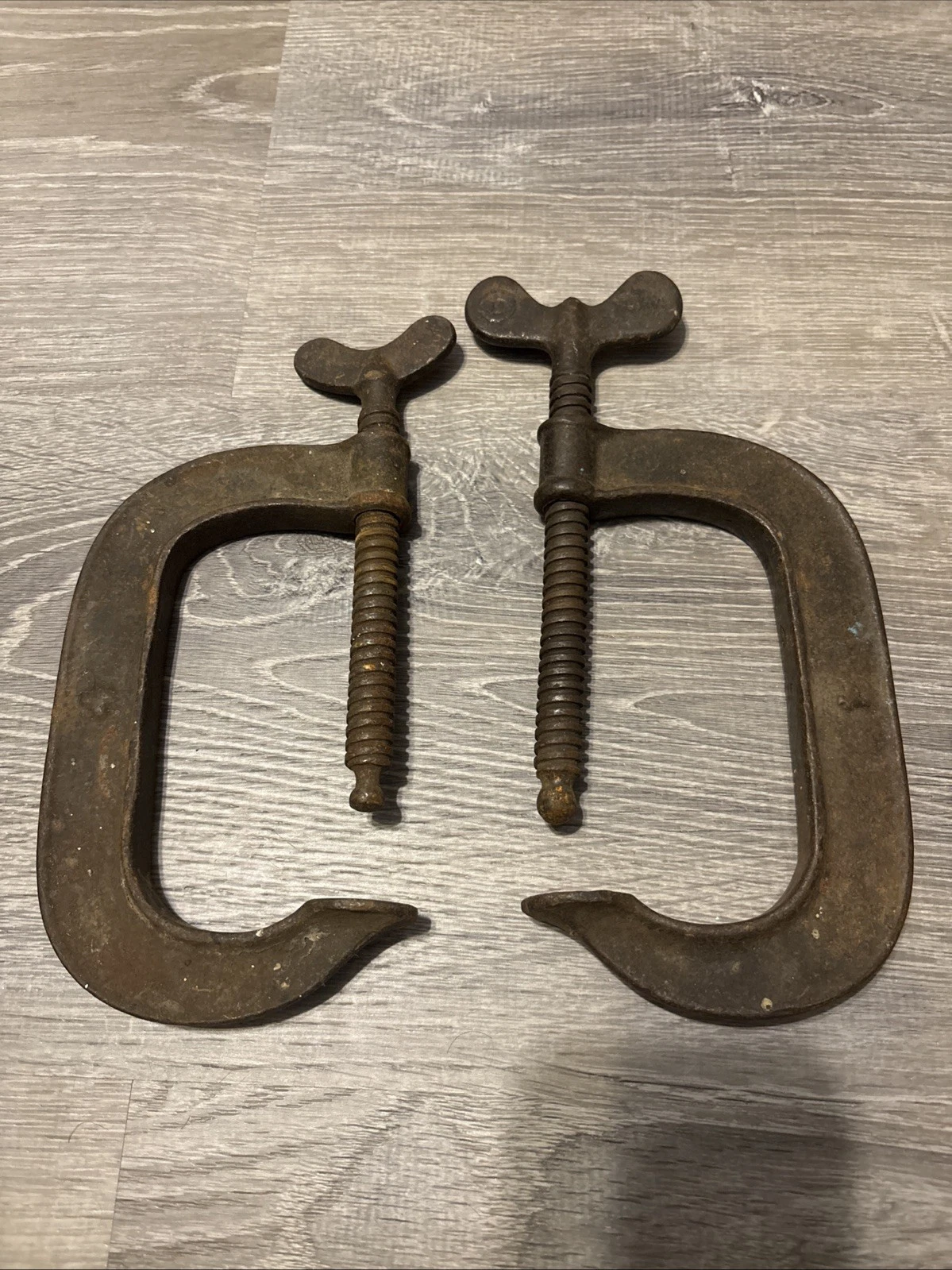 2 Vintage Bat Wing C Clamps No 4 Markings