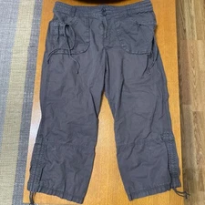 ESPRIT Womens Cargo Capri Trousers UK 12 US 8 Large  Brown Cotton  no buttons