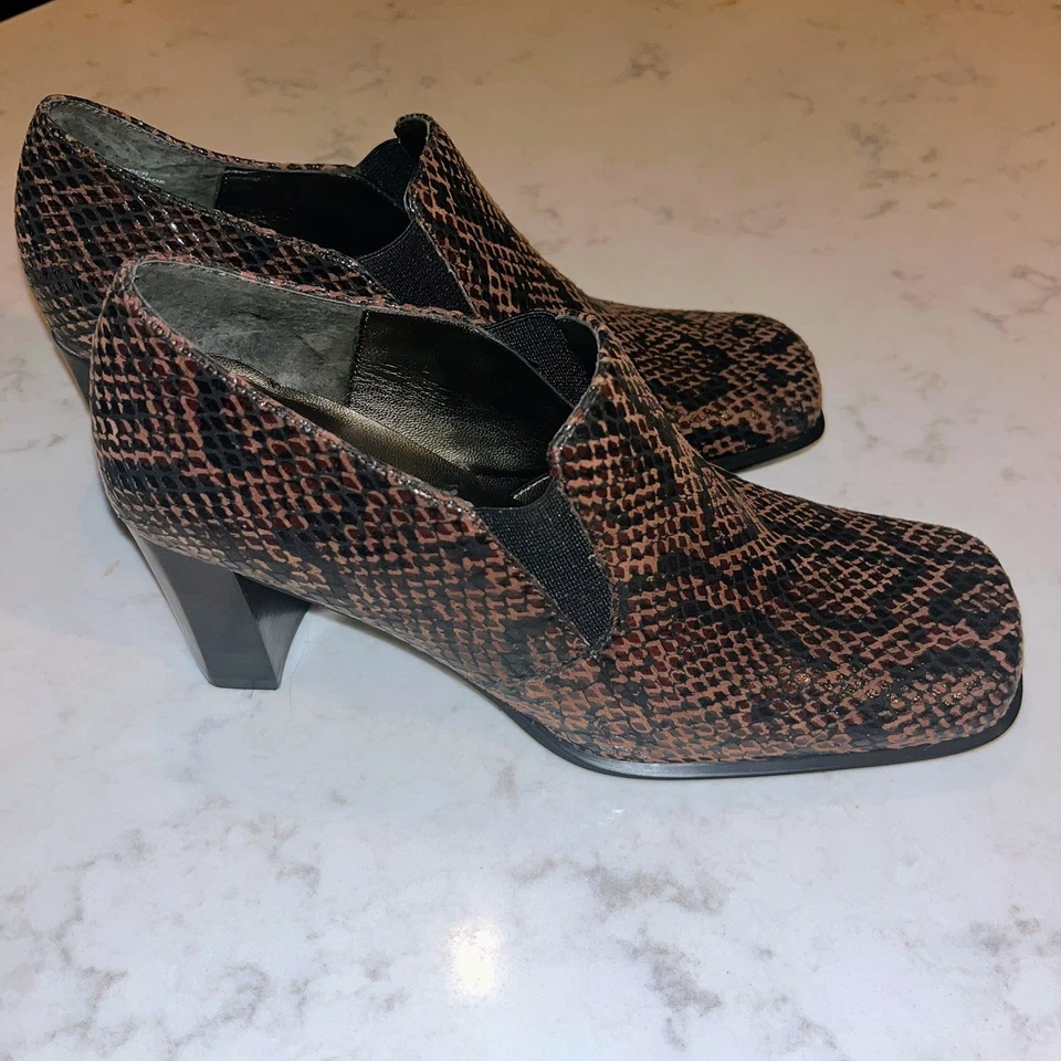 Botines Sam & Libby Piel Serpiente Talla 6M DE COLECCIÓN Tacón Bloque Puntera Cuadrada Foto 2 de 4