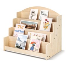 Greeting Card Display Stand Holder - 4-Tier Wooden Organizer Rack for Retail .