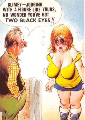 BAMFORTH COMIC POSTKARTE ORIGINAL BLACK EYE LADY UNBENUTZT GROSS SEHR GUT