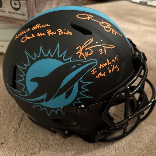 🐬Ronnie Brown Ricky Williams Signed Miami Dolphins Full-Size Authentic Helmet