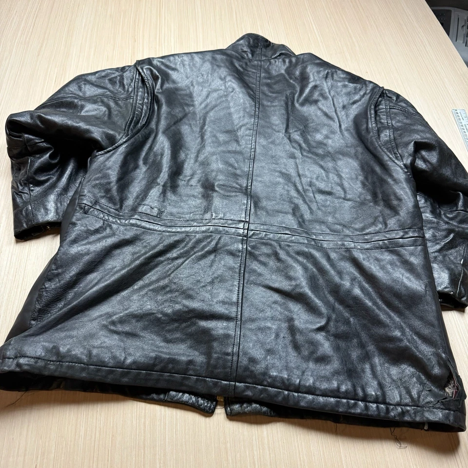 Chaqueta de cuero vintage con broche de langosta de bombero para hombre Abrigo Marc Studio New York M Foto 4 de 4