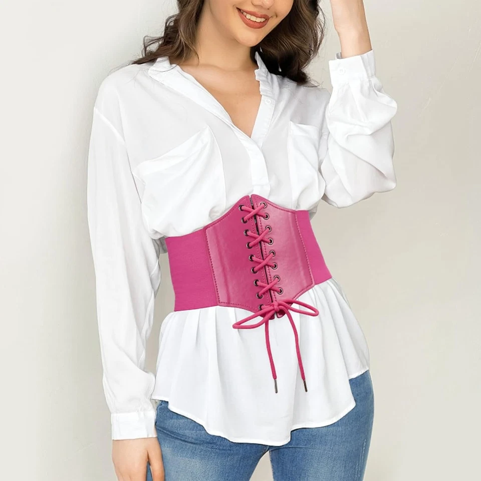 Lace up pirate corset belt - elastic waist vintage renaissance accessory - Image 4 of 4