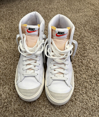 Nike Blazer '77 Vintage Mid Top Sneakers White/Black Leather Lace Up Size W8
