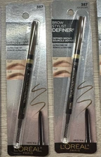 2 L'Oreal Brow Stylist Definer Ash Brown #387 PENCIL ULTRA FINE TIP NEW SEALED