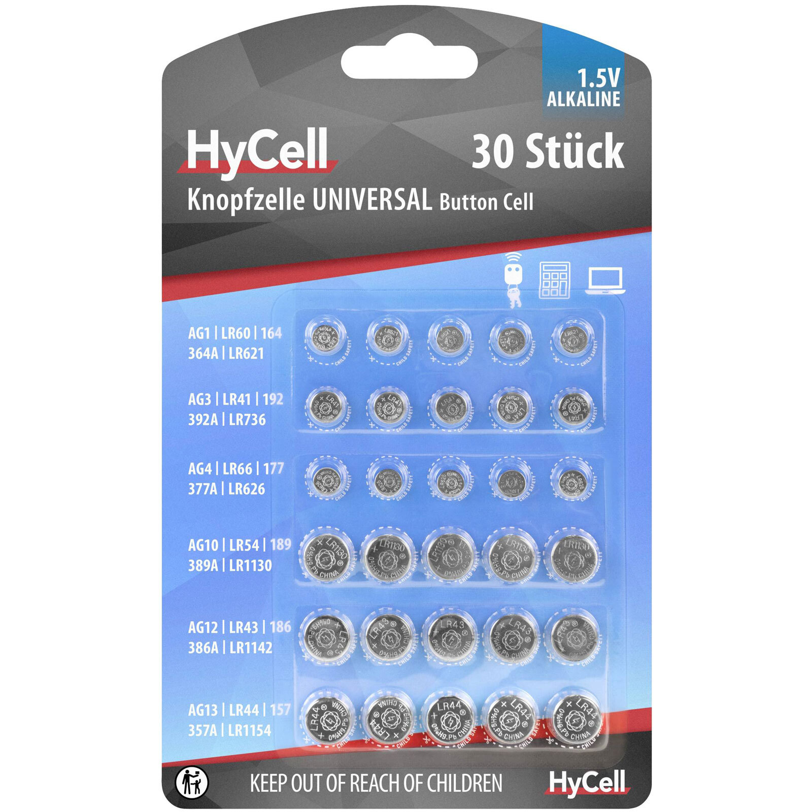 Hycell Set De Pilas Botón HyCell 5015473-510 5x AG1-13 Para Relojes Juegos Y ...
