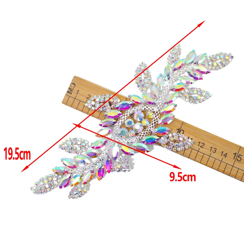 Glitter Rhinestone Applique Colorful Motif Patch Bride Wedding Dress Sewing New - Image 4 of 4